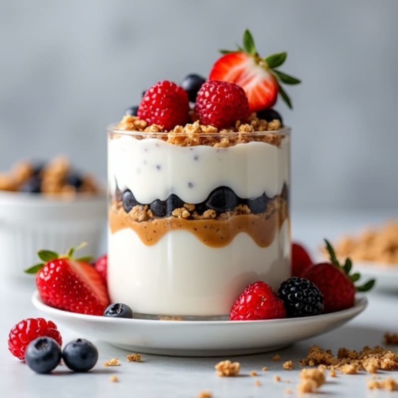 Creamy Greek Yogurt Parfait with Almond Butter and Fresh Berries