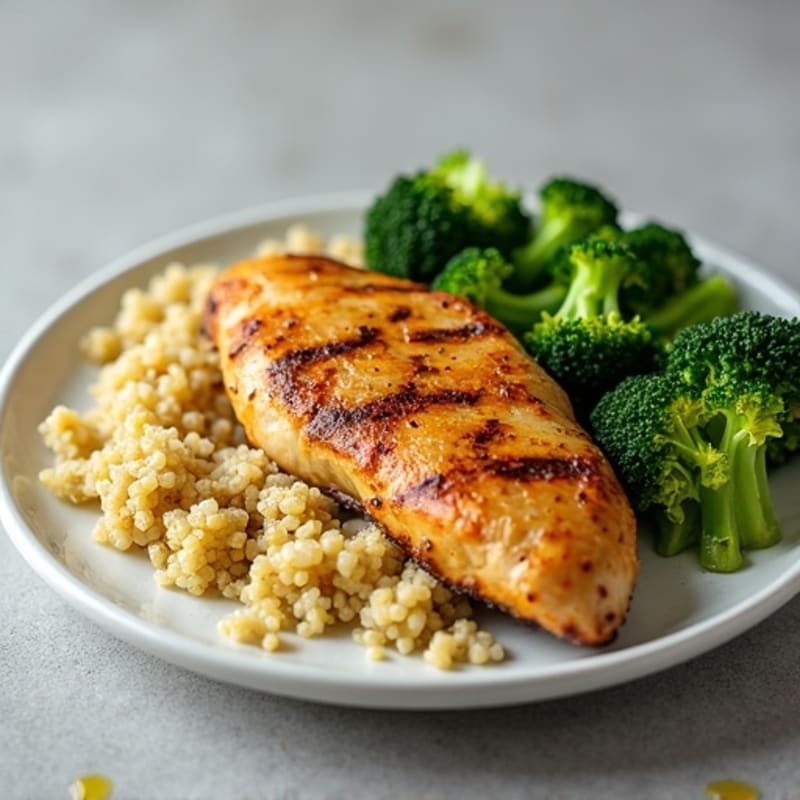 Grilled Chicken Breast with Quinoa and Steamed Broccoli