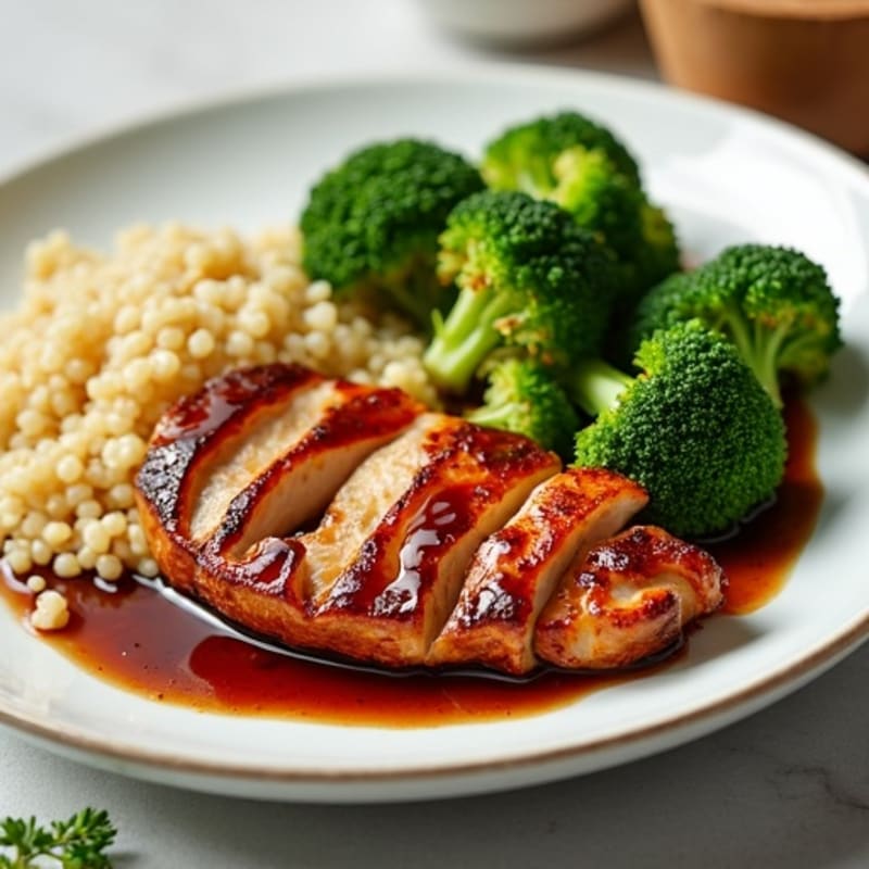 Sticky Teriyaki Chicken with Roasted Broccoli and Quinoa
