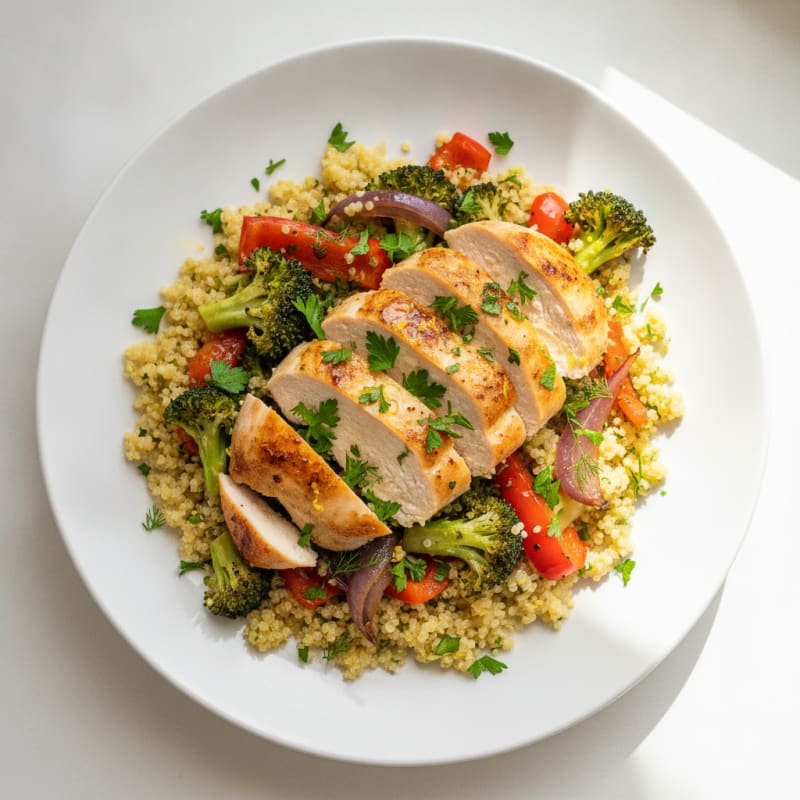Lemon Herb Quinoa with Roasted Vegetables and Chicken
