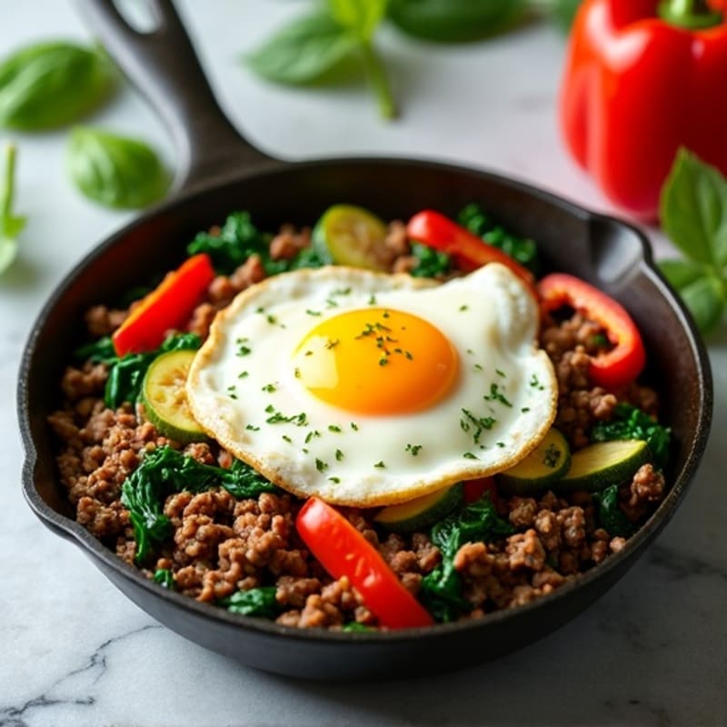 Lean Ground Beef and Hearty Vegetable Skillet