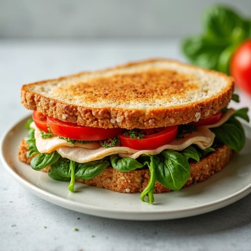 Crispy Whole Grain Turkey Pesto Panini