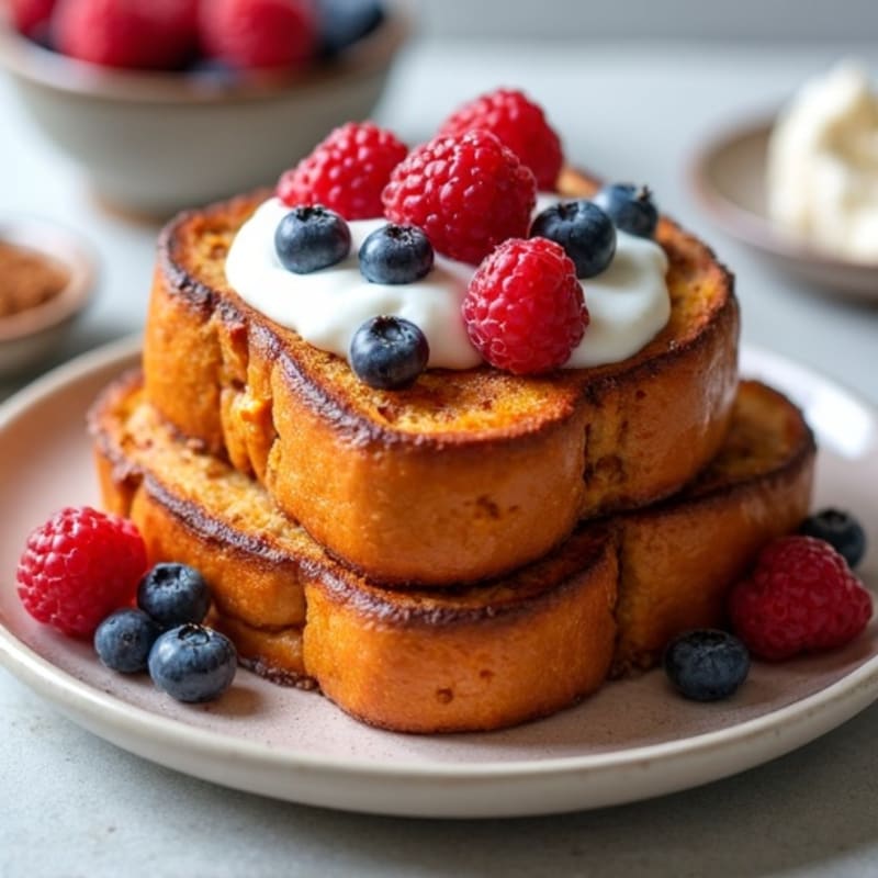Sweet Potato Cinnamon French Toast with Fresh Berries