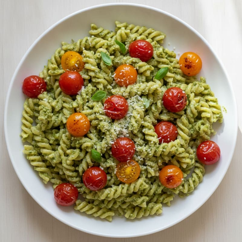 Pesto Pasta with Roasted Cherry Tomatoes