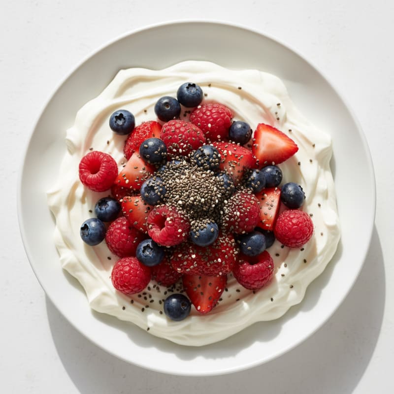 Silky Greek Yogurt with Mixed Berries and Protein Powder
