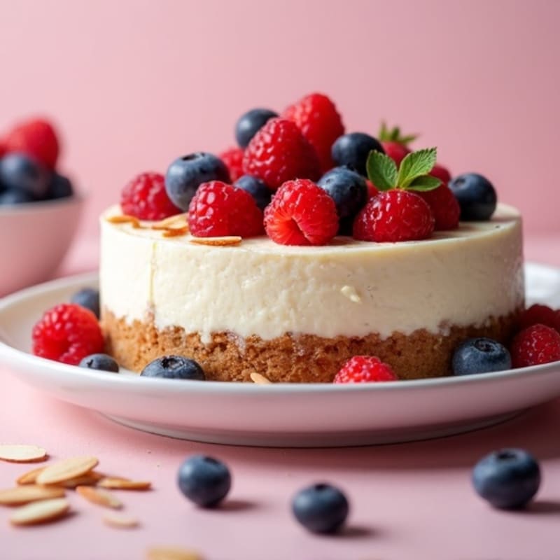 Greek Yogurt Protein Cheesecake with Mixed Berries