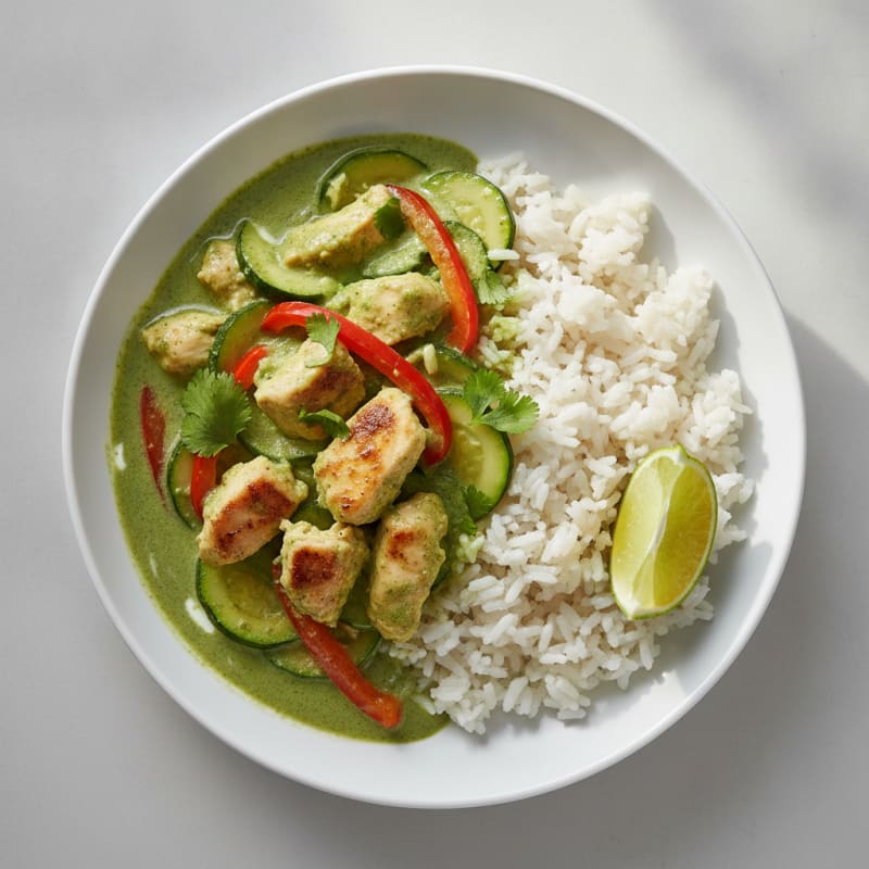 Green Curry Chicken with Coconut Rice