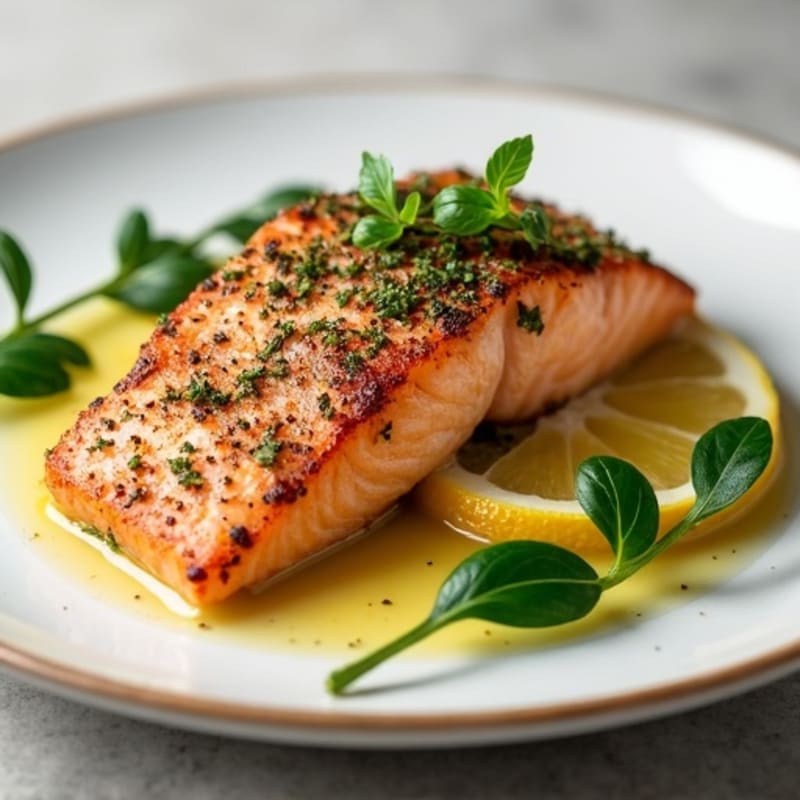 Herb-Crusted Pan Seared Salmon with Lemon