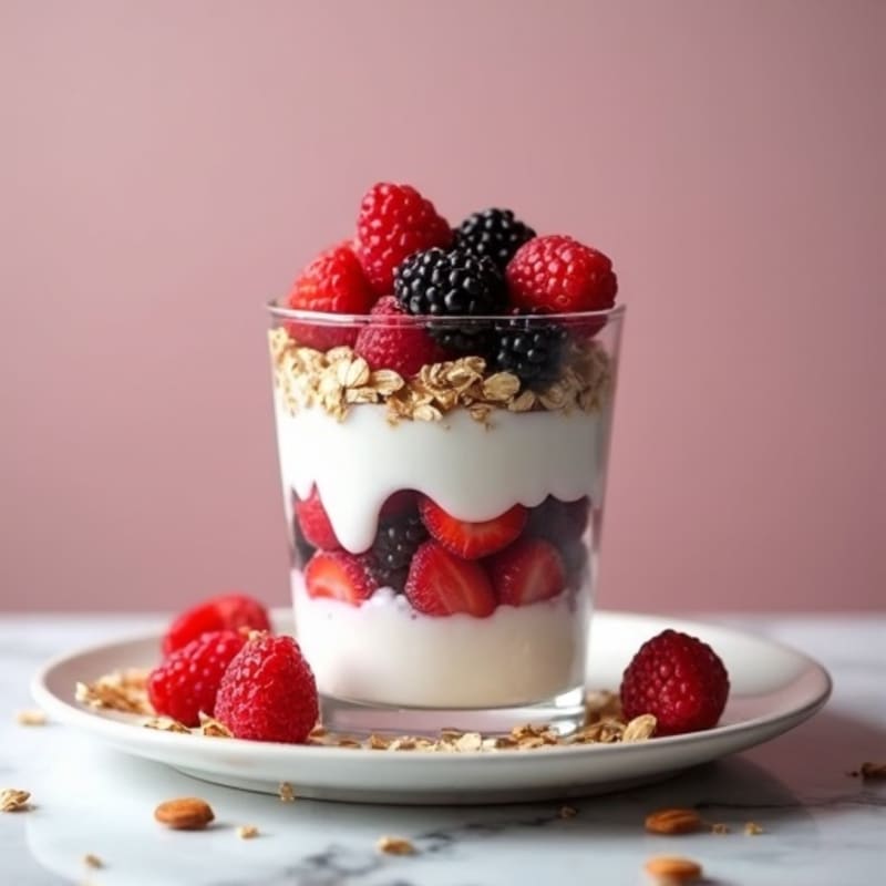 Greek Yogurt Protein Parfait with Mixed Berries