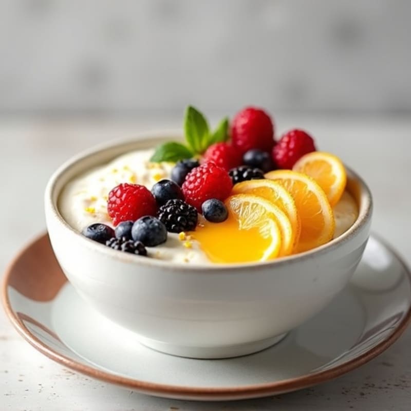 Creamy Lemon Berry Protein Cheesecake Bowl