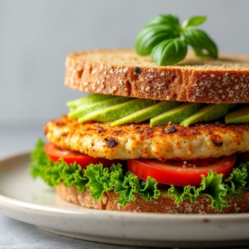 Herb-Crusted Chicken Breast Sandwich with Avocado Spread