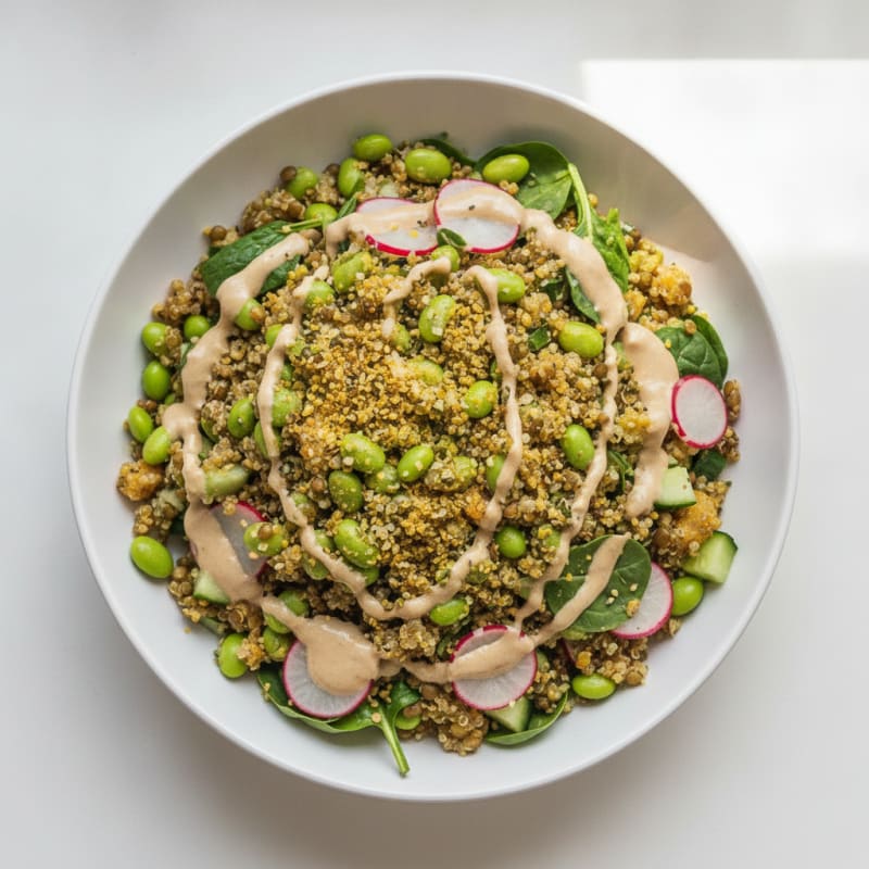 Crunchy Lentil and Quinoa Power Salad with Tahini Dressing