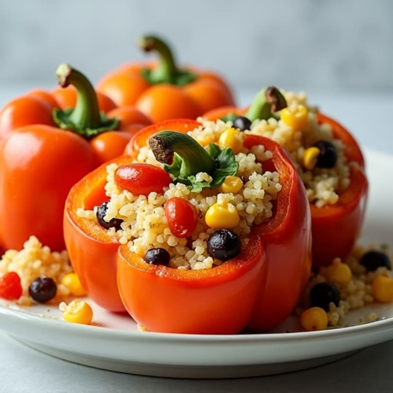 Roasted Zesty Quinoa Stuffed Bell Peppers