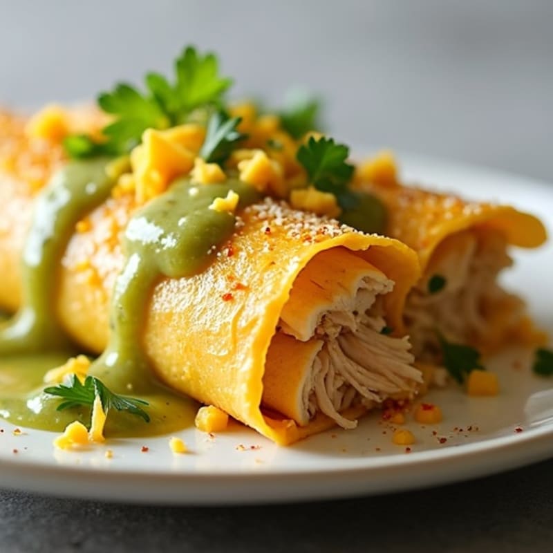 Salsa Verde Shredded Chicken Enchiladas
