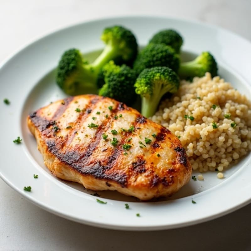 Grilled Chicken Breast with Quinoa and Steamed Broccoli