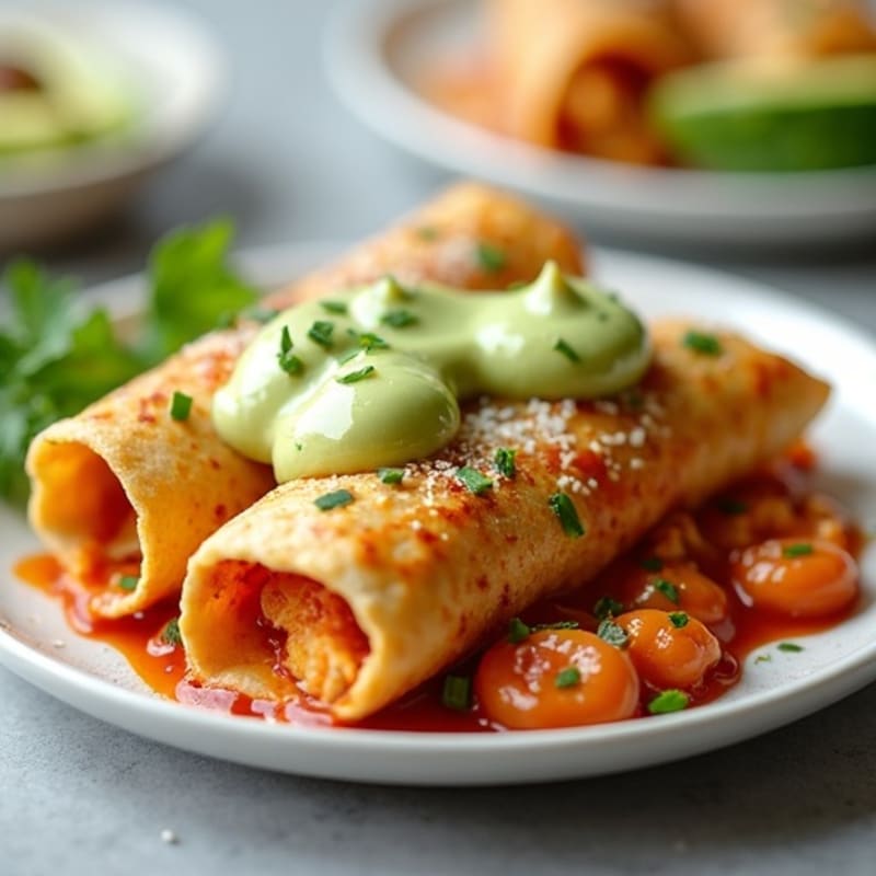 Baked Chicken Enchiladas with Creamy Avocado Sauce
