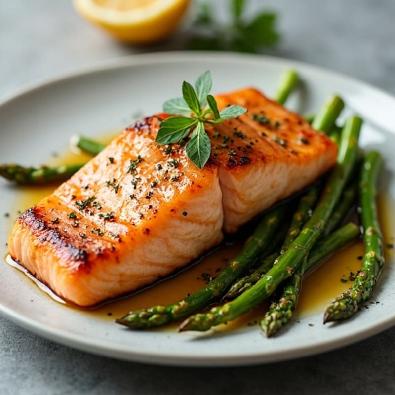 Maple Glazed Roasted Salmon with Crispy Asparagus
