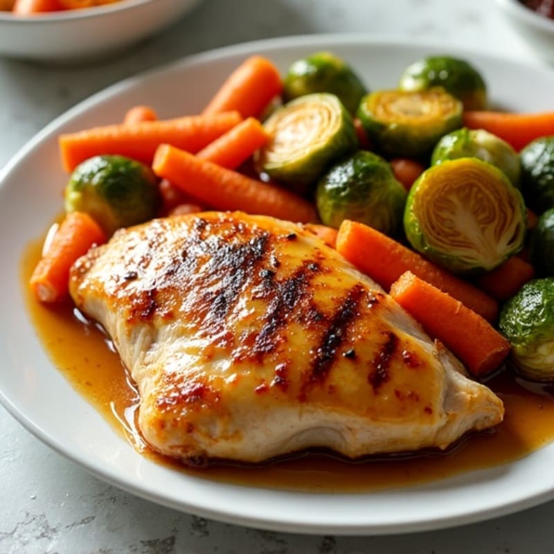 Sheet Pan Maple-Glazed Chicken with Roasted Carrots and Crispy Brussels Sprouts