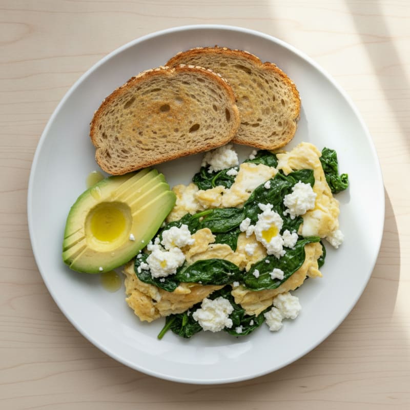 Egg White Scramble with Spinach and Cottage Cheese