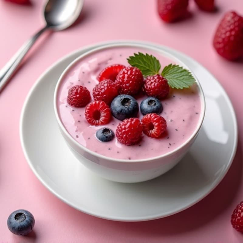Silky Greek Yogurt Protein Pudding with Mixed Berries