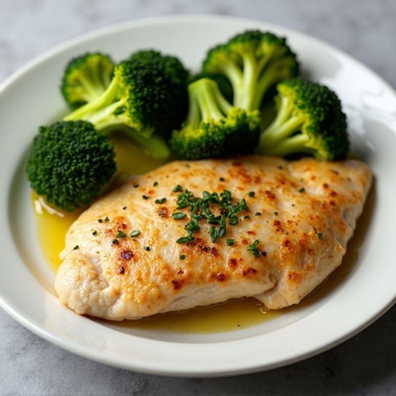 Lemon Garlic Pan Seared Chicken with Roasted Broccoli