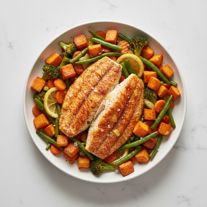 Baked Tilapia with Roasted Sweet Potatoes