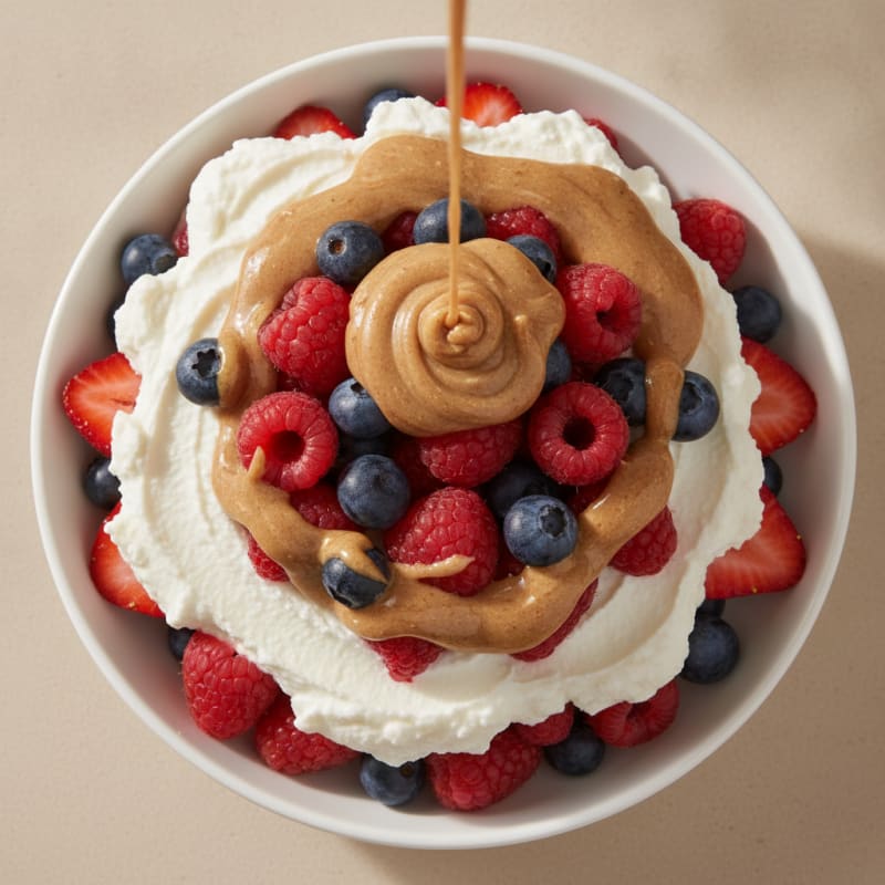 Greek Yogurt Protein Parfait with Mixed Berries and Almond Butter