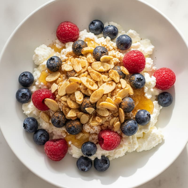 Cottage Cheese and Berry Protein Bowl with Almonds