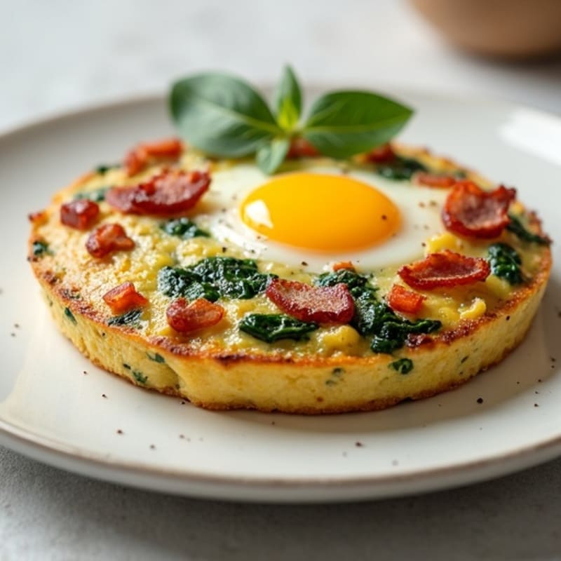 Fluffy Baked Egg Frittata with Spinach and Turkey Bacon