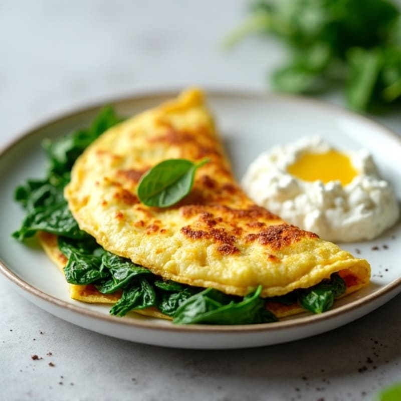 Egg White Spinach Omelette with Cottage Cheese