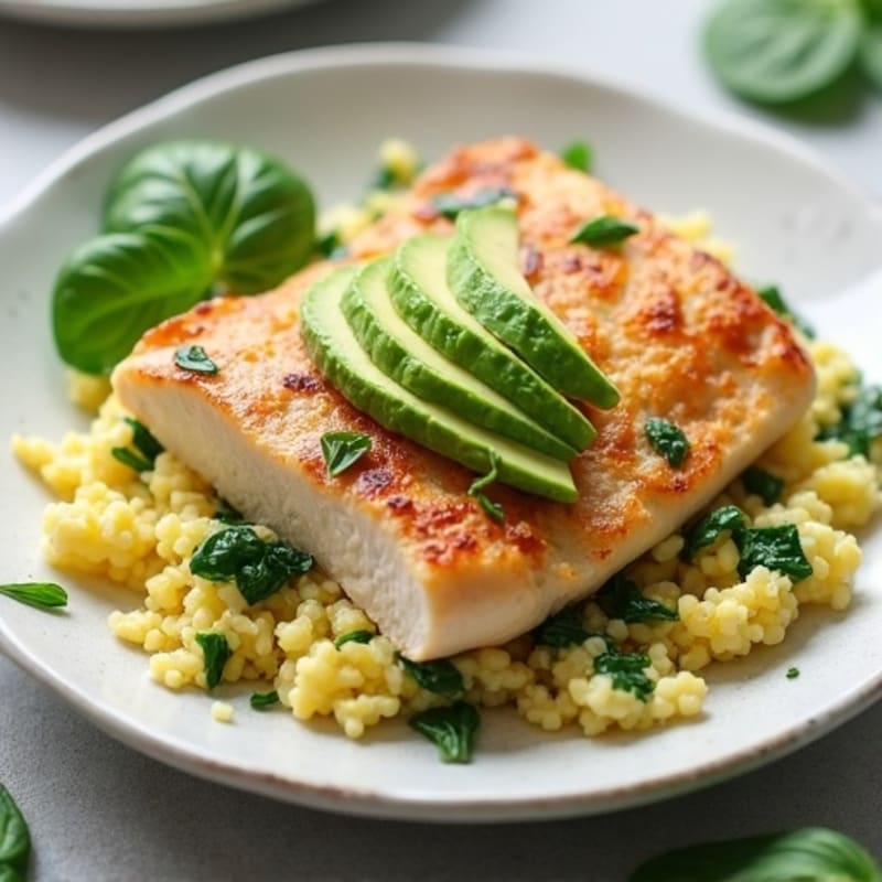 Egg White and Spinach Scramble with Grilled Turkey Breast