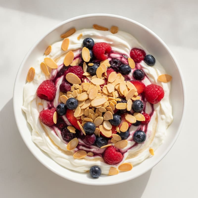 Creamy Greek Yogurt Protein Parfait with Berries and Almonds