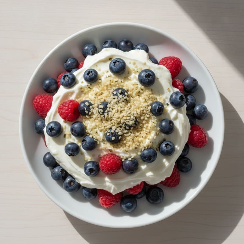 Creamy Greek Yogurt Parfait with Mixed Berries and Hemp Seeds
