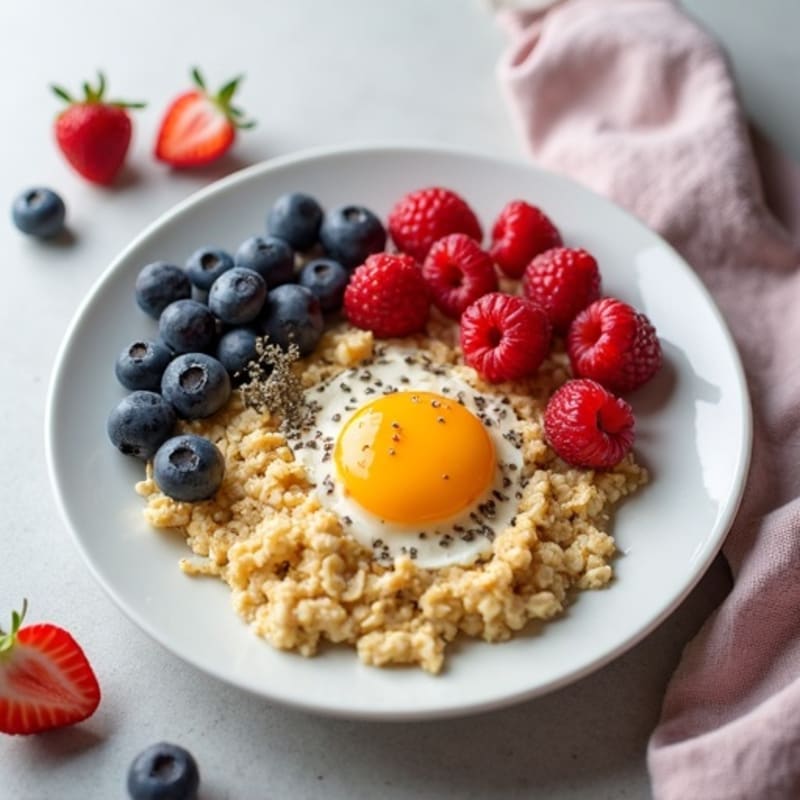 Protein-Packed Fluffy Scrambled Oats with Fresh Berries and Chia