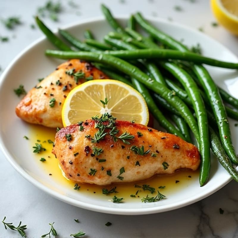 Lemon Herb Roasted Chicken with Crispy Green Beans