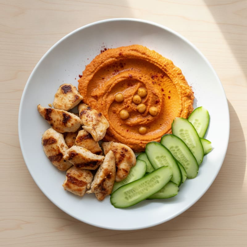Roasted Red Pepper Hummus Chicken Platter