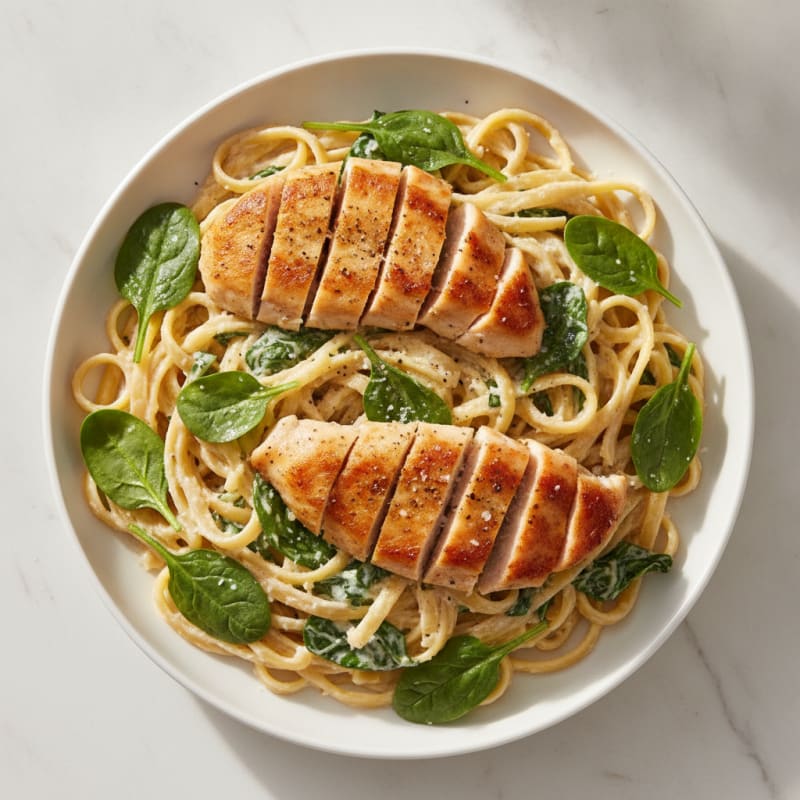 Garlic Parmesan Chicken Alfredo with Fettuccine