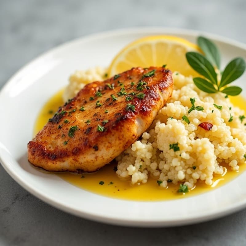 Citrus-Garlic Marinated Chicken with Saffron Cauliflower Rice