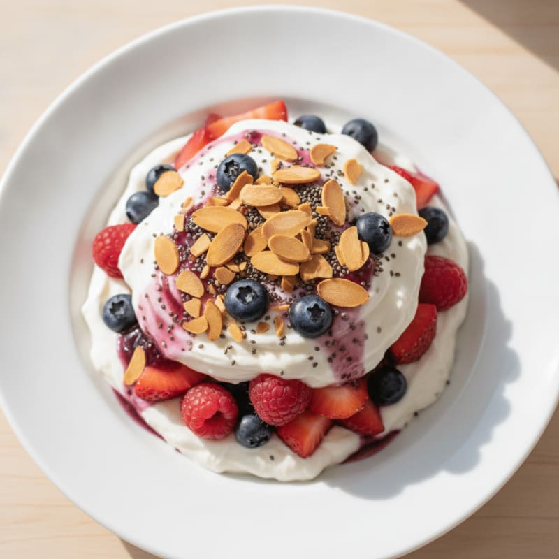 Greek Yogurt Protein Parfait with Mixed Berries
