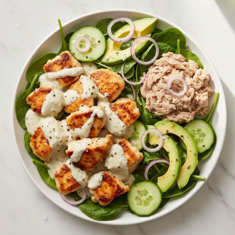 Creamy Yogurt-Marinated Chicken with Flaked Tuna