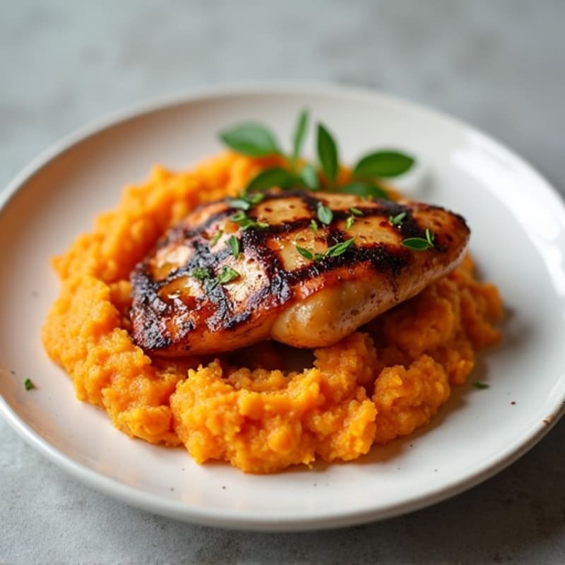 Maple-Glazed Chicken with Creamy Sweet Potato Mash