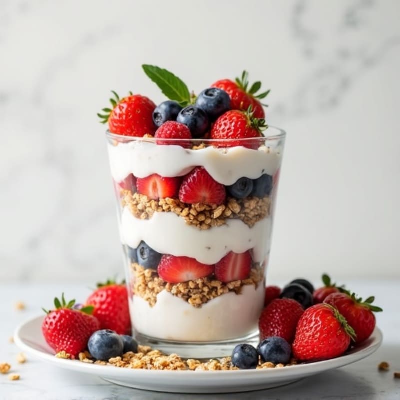 Greek Yogurt Parfait with Mixed Berries and Protein Granola