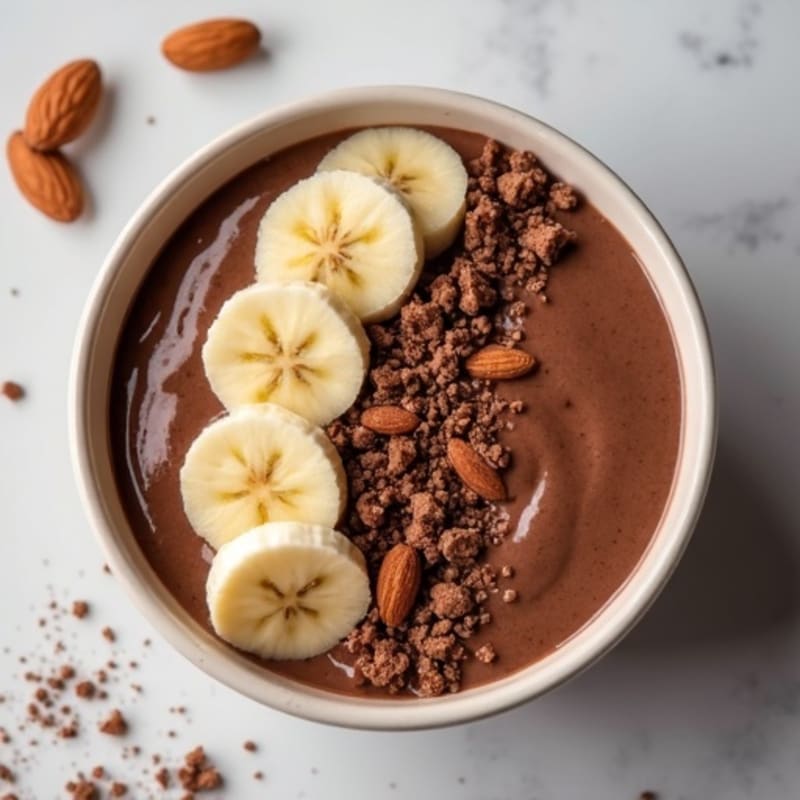 Creamy Dark Chocolate Protein Smoothie Bowl with Crunchy Almonds