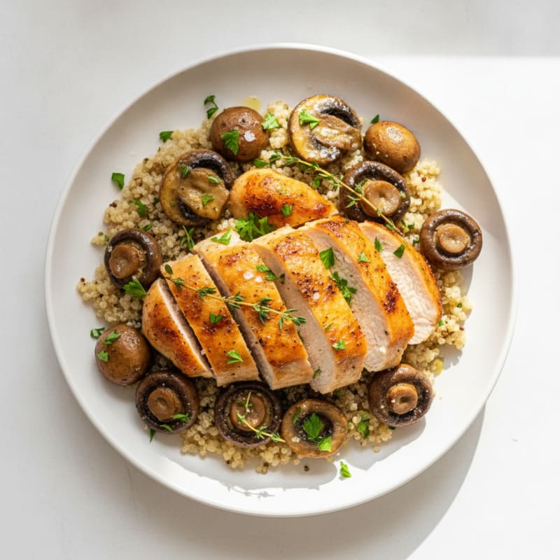 Garlic Butter Roasted Mushrooms and Chicken