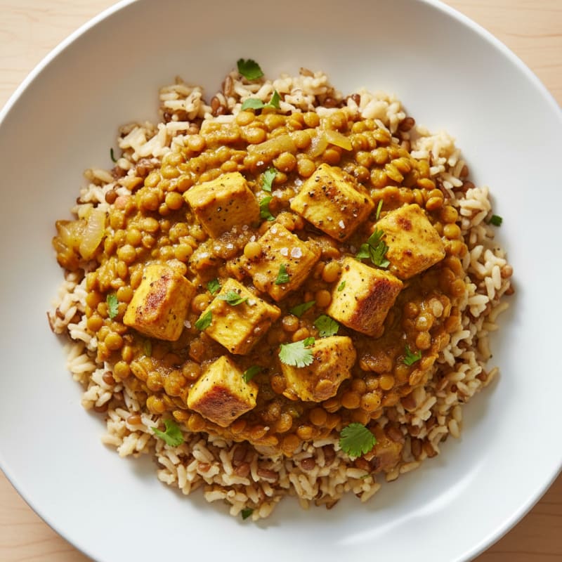Curried Lentil and Cauliflower Rice Bowl