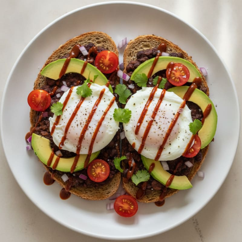 Poached Eggs with Chipotle Black Bean Toast