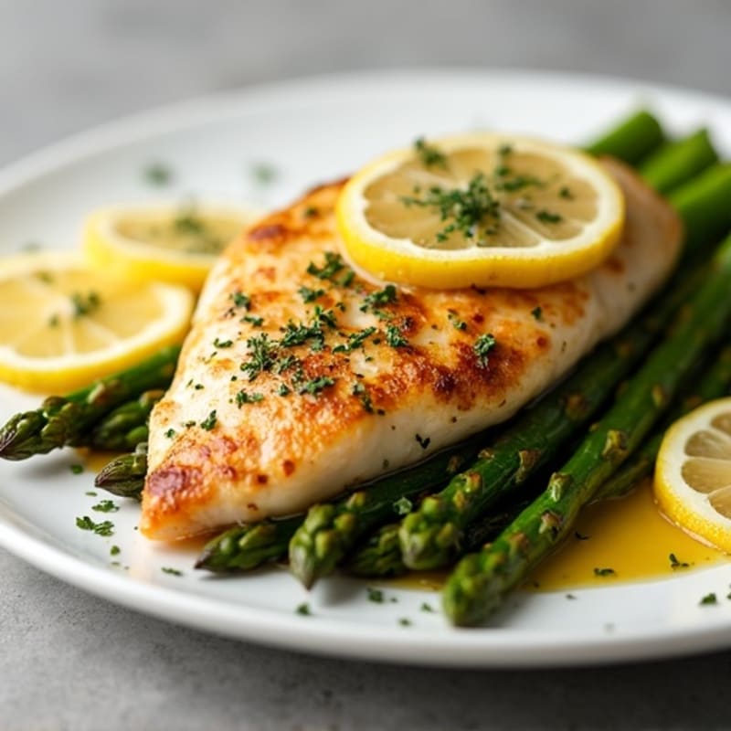 Lemon-Garlic Pan-Seared Chicken with Roasted Asparagus