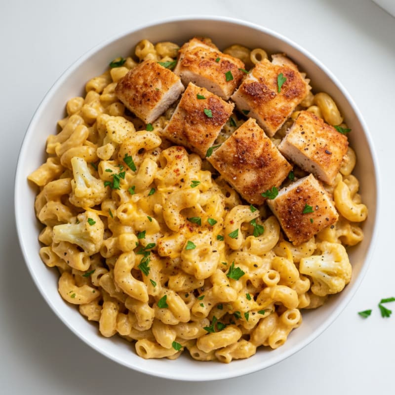 Crispy Chicken Mac and Cheese Bowl