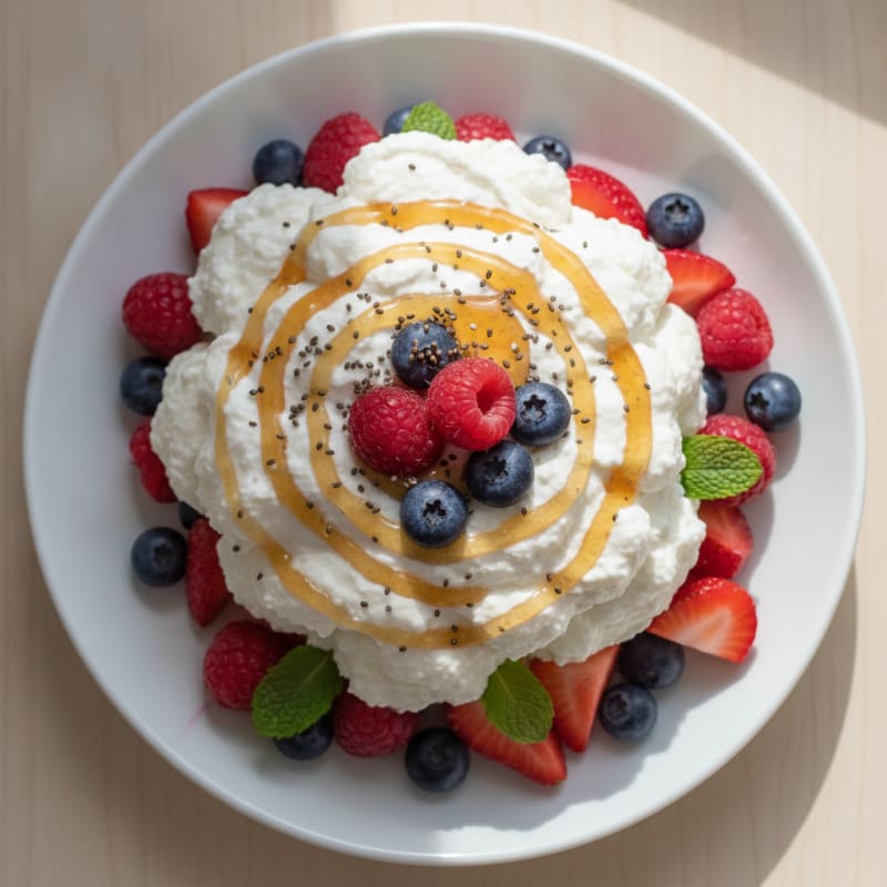 Greek Yogurt Protein Mousse with Mixed Berries