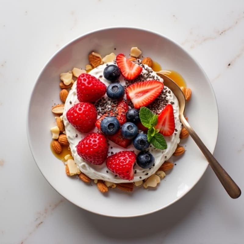 Cottage Cheese and Berry Protein Bowl with Almonds